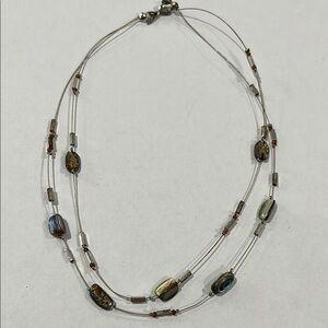 Elegant Silver and Brown Beaded Necklace. Avon”
